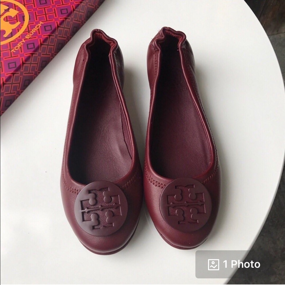 Tory Burch maroon flats. Worn 1x
